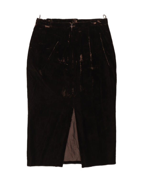 Luisa Spagnoli Womens High Waist Velvet Pencil Skirt IT 48 XL W32 Brown