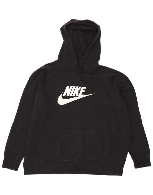 Pulover cu glugă supradimensionat cu grafic Nike pentru femei UK 18 XL, bumbac negru