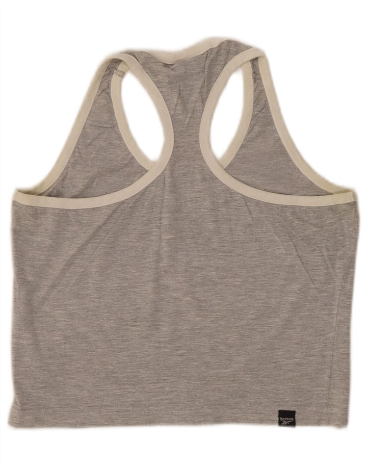 Reebok Crop Graphic Vest Top pentru femei UK 12 Medium Grey Flecked Bumbac
