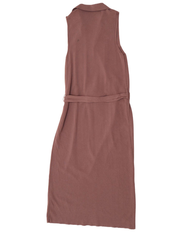 Rochie Maxi fără mâneci pentru femei Zara UK 12 Medium Brown Viscose