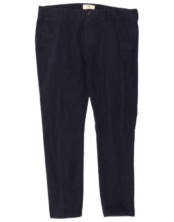 Marks & Spencer Mens Skinny Chino Trousers W36 L29 Navy Blue Cotton