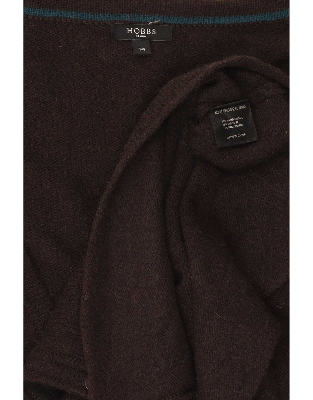 Pulover cardigan Hobbs pentru femei UK 14 Medium Brown Lambswool