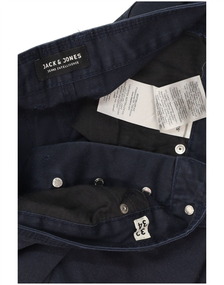 JACK & JONES Pantaloni casual drepti banane pentru bărbați W32 L32 bumbac bleumarin