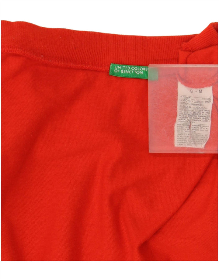Tricou grafic Benetton pentru bărbați Top mic din bumbac portocaliu