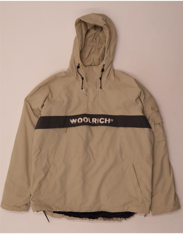 Jachetă Anorak cu glugă pentru bărbați Woolrich, UK 40, mare, bej, bloc de culoare
