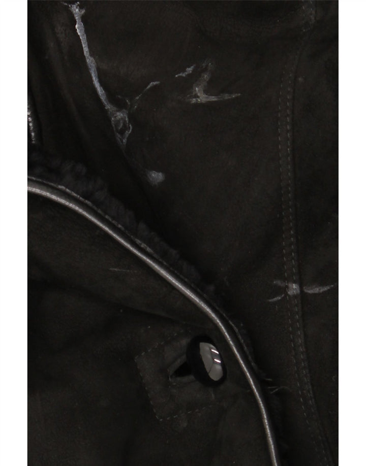 Palton vintage pentru femei din shearling UK 18 XL negru