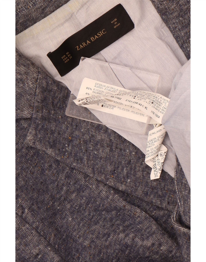 Jachetă pentru femei Zara, cu 1 nasture, UK 18 XL, bumbac cu pete albastre