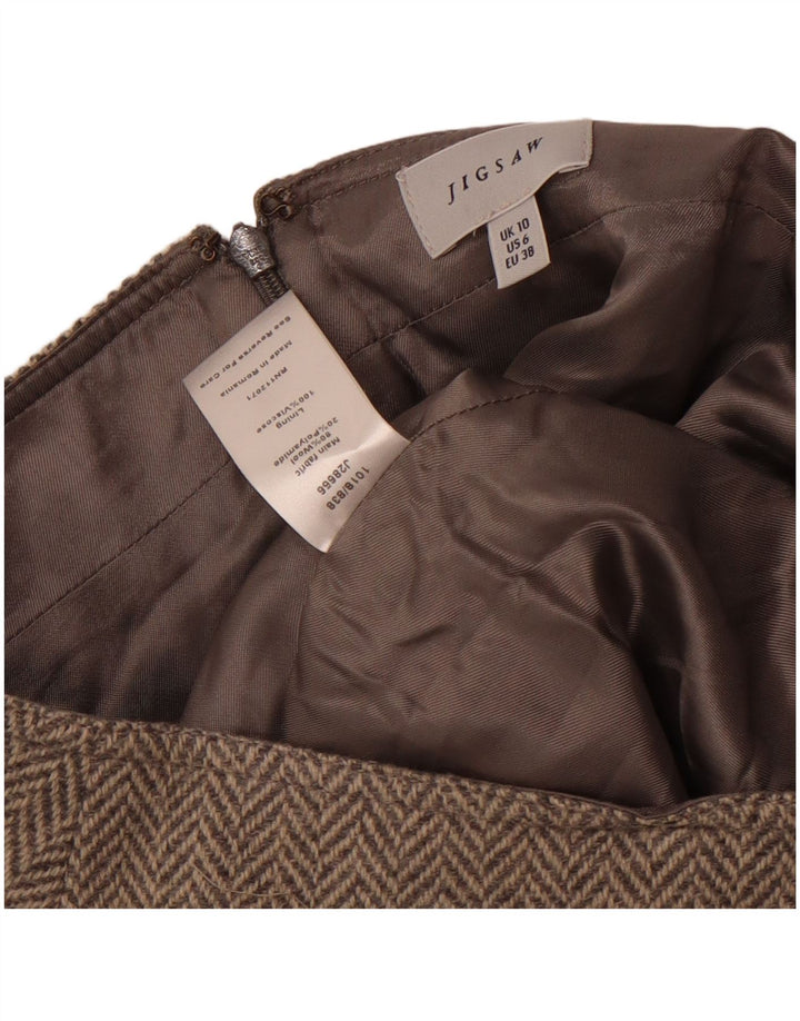 Fustă în formă de A pentru femei Jigsaw UK 10 Small W30 Lână gri cu oase