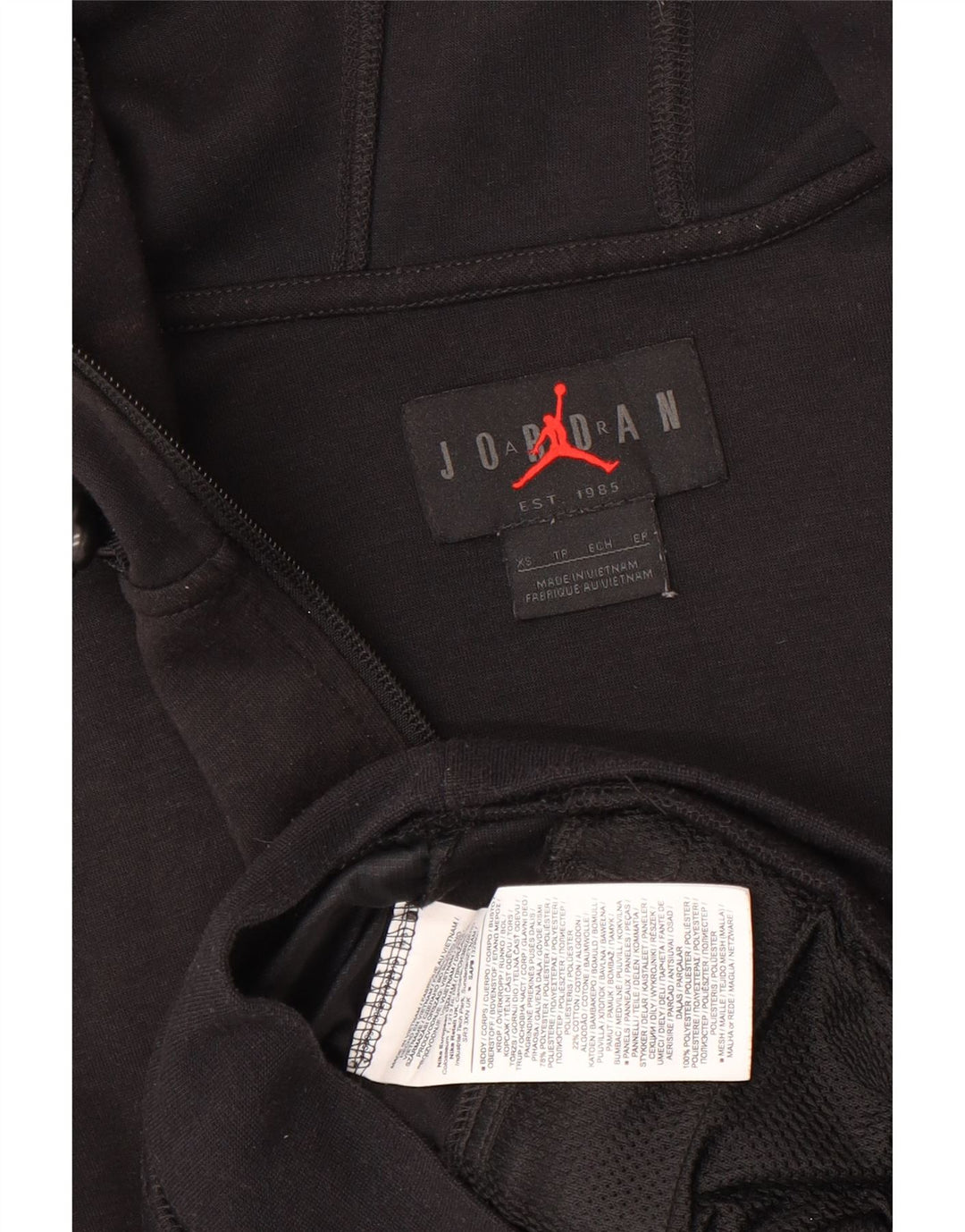 Pulover Jordan pentru bărbați, cu fermoar, XS, poliester negru