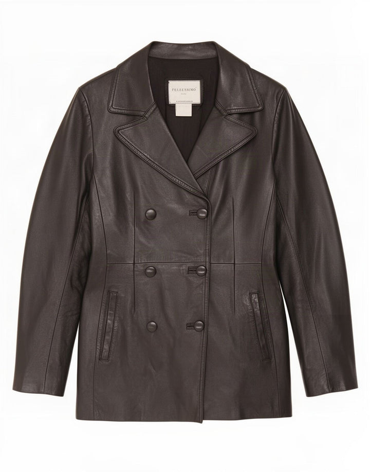 Jachetă de piele vintage pentru femei UK 14 Medium Black