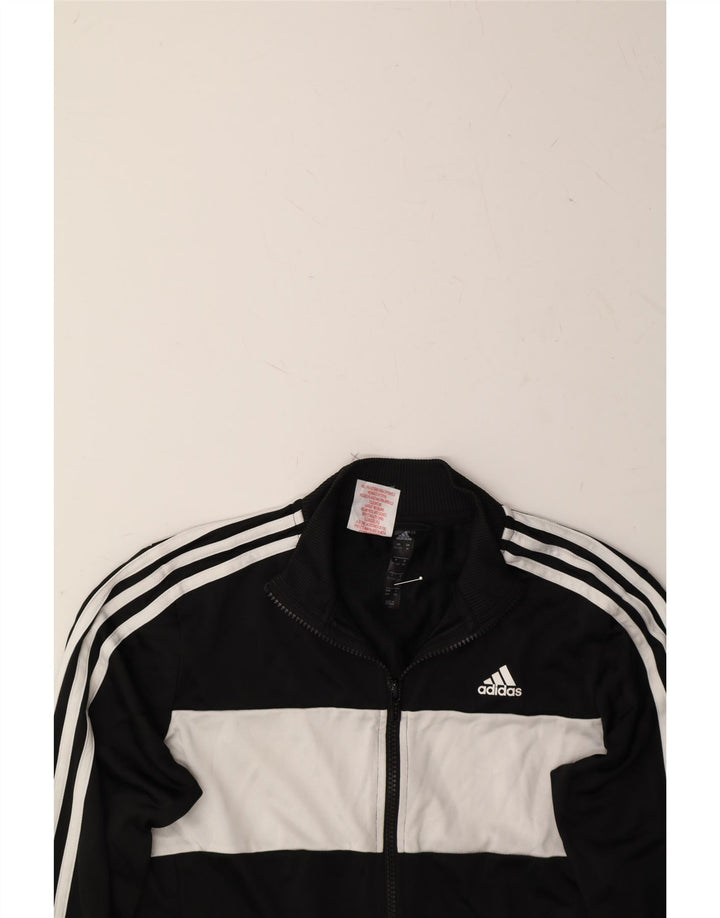 ADIDAS Boys Tracksuit Top Jacket 11-12 Years Black Colourblock Polyester Vintage Adidas and Second-Hand Adidas from Messina Hembry 