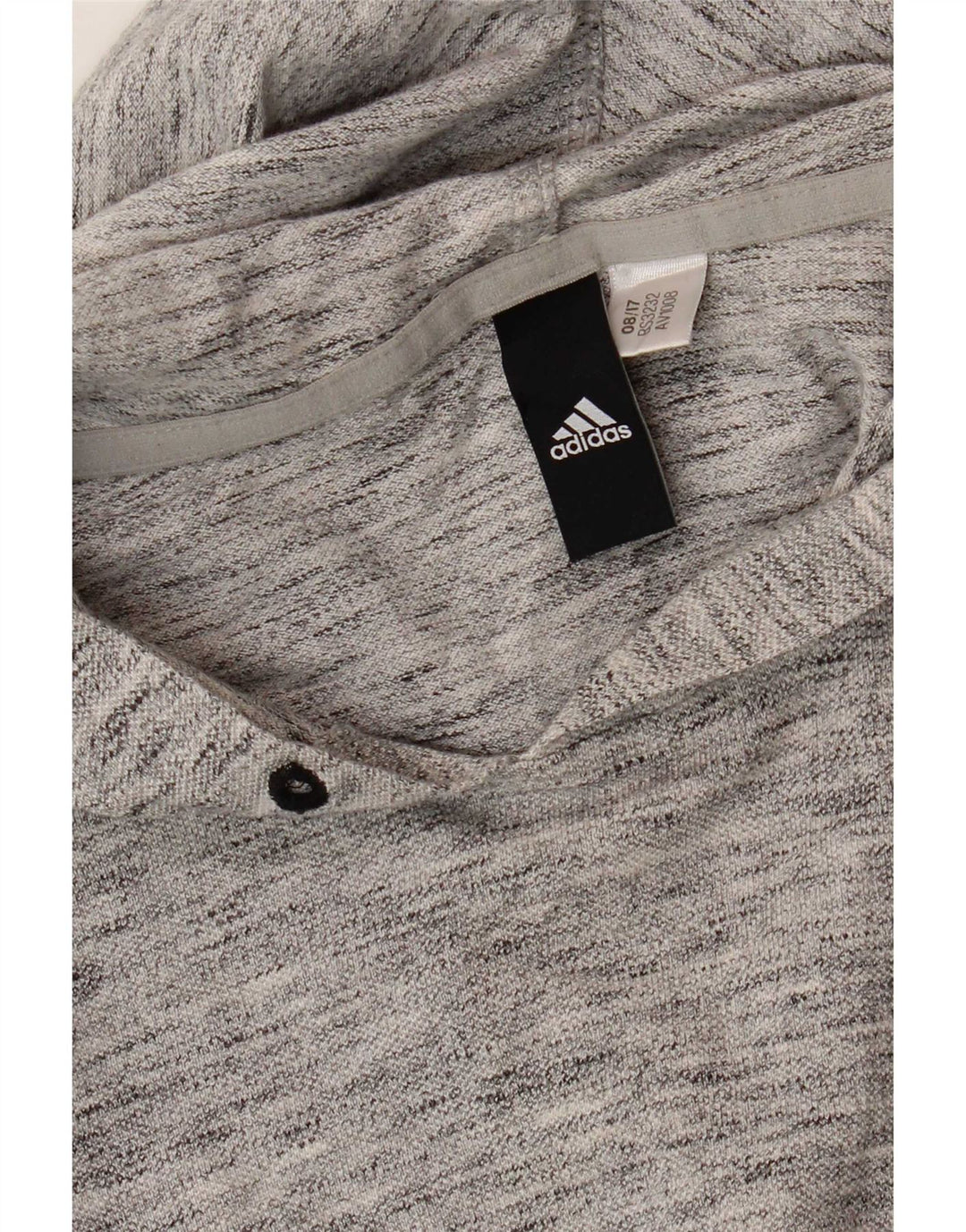 Tricou cu glugă pentru bărbați Adidas cu mânecă lungă, gri mic, pătat