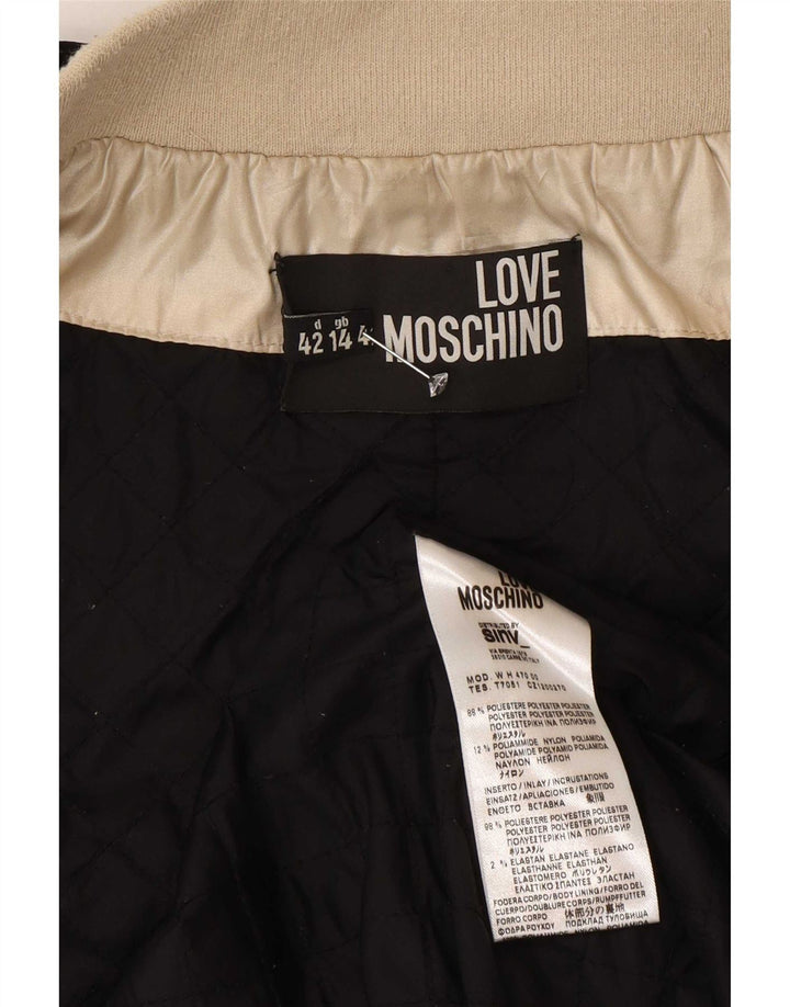 Moschino Bomber Jacket pentru femei UK 14 Large Gold Colorblock Poliester
