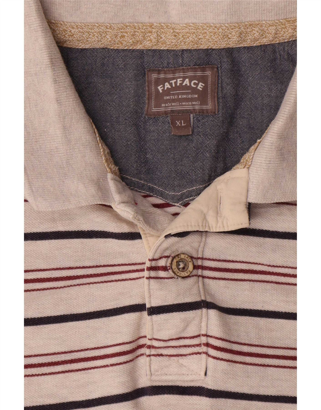 Tricou polo pentru bărbați Fat Face XL, bumbac cu dungi gri