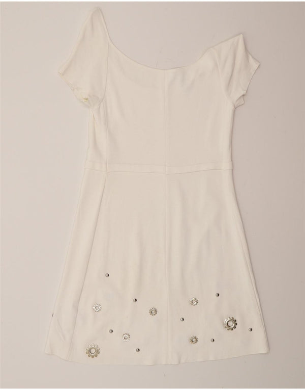 Rochie Blumarine pentru femei cu umăr dezactivat UK 10 Small White Viscose