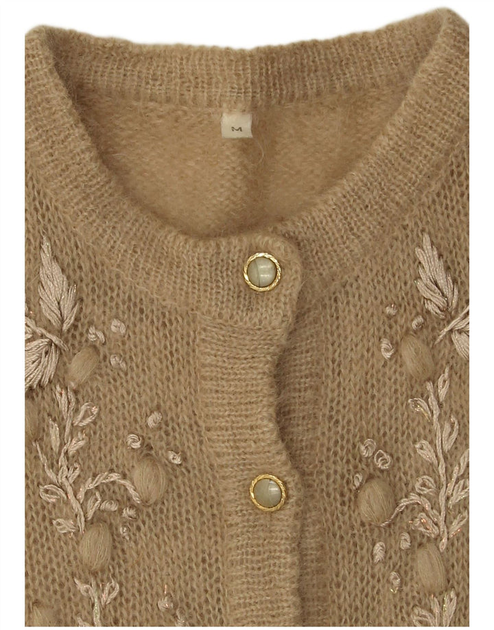 Pulover cardigan pentru femei VINTAGE UK 12 Medium Bej Floral