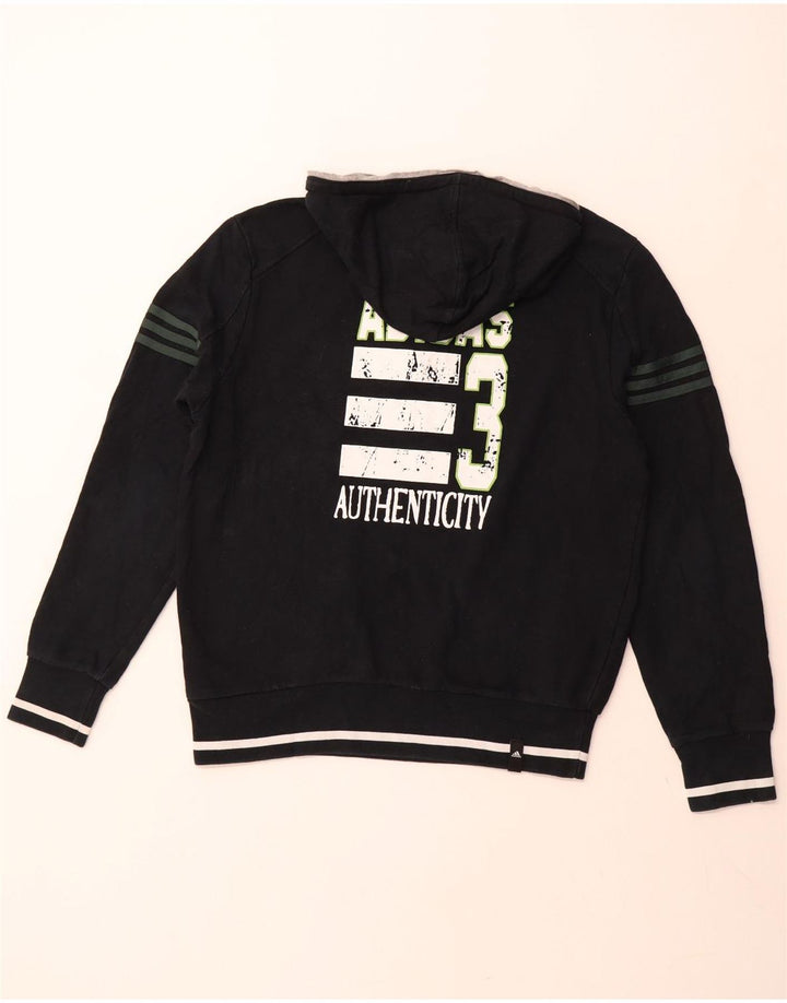 Pulover ADIDAS pentru bărbați, cu grafic, cu fermoar și cu glugă, UK 40/42, bleumarin mediu