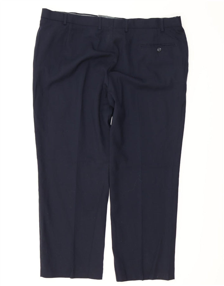 MARKS & SPENCER Pantaloni de costum pentru bărbați, cu tăiere obișnuită, L42 L29 Lână bleumarin