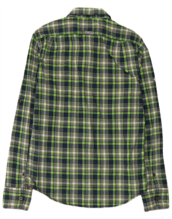 Cămașă de flanel pentru femei Superdry UK 14, bumbac cu carouri verde mediu