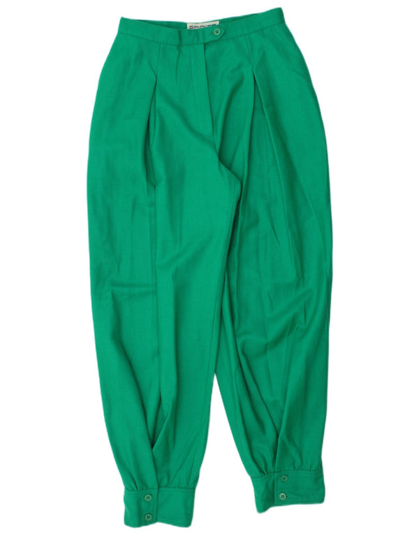 Spirito Womens High Waist Casual Trousers UK 14 Medium W26 L28 Green