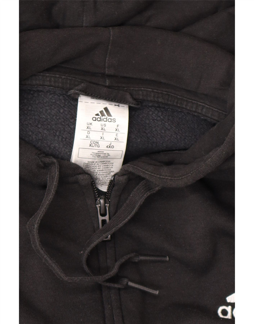 Pulover ADIDAS pentru bărbați, cu fermoar, bumbac XL, negru