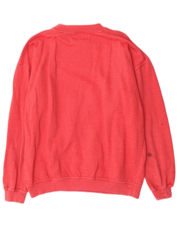 VINTAGE Pulover cu grafic supradimensionat pentru femei UK 18 XL Bumbac roșu