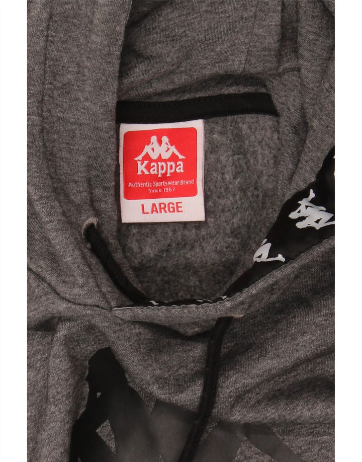 KAPPA Womens Graphic Hoodie Jumper UK 16 Large Grey Polyester Vintage Kappa and Second-Hand Kappa from Messina Hembry 