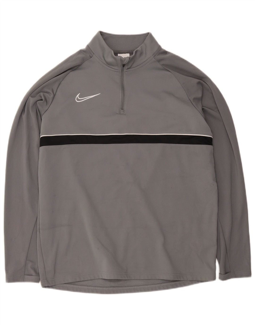 Top de trening pentru bărbați Dri Fit, cu fermoar și gât, color block, gri mare
