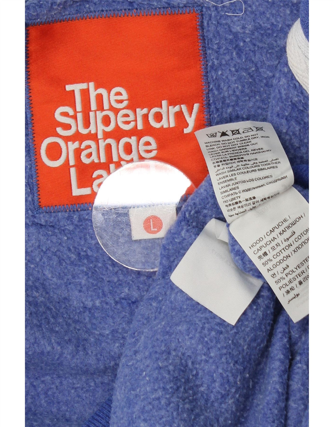 SUPERDRY Pulover cu capota cu fermoar pentru femei UK 16, mare, albastru, bumbac