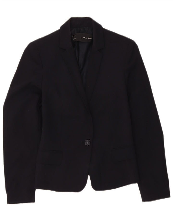 Blazer pentru femei Zara, cu 1 nasture, UK 12 Poliester mediu albastru bleumarin
