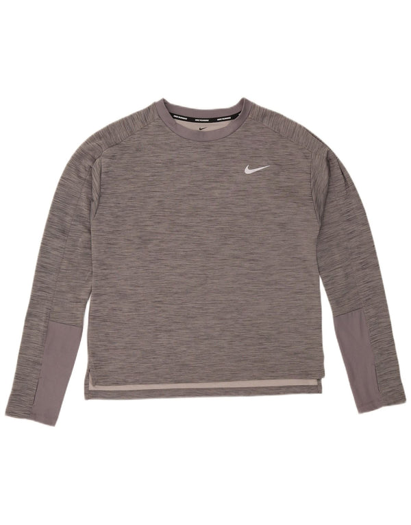 Top cu mânecă lungă Nike Dri Fit pentru bărbați, gri mediu pete