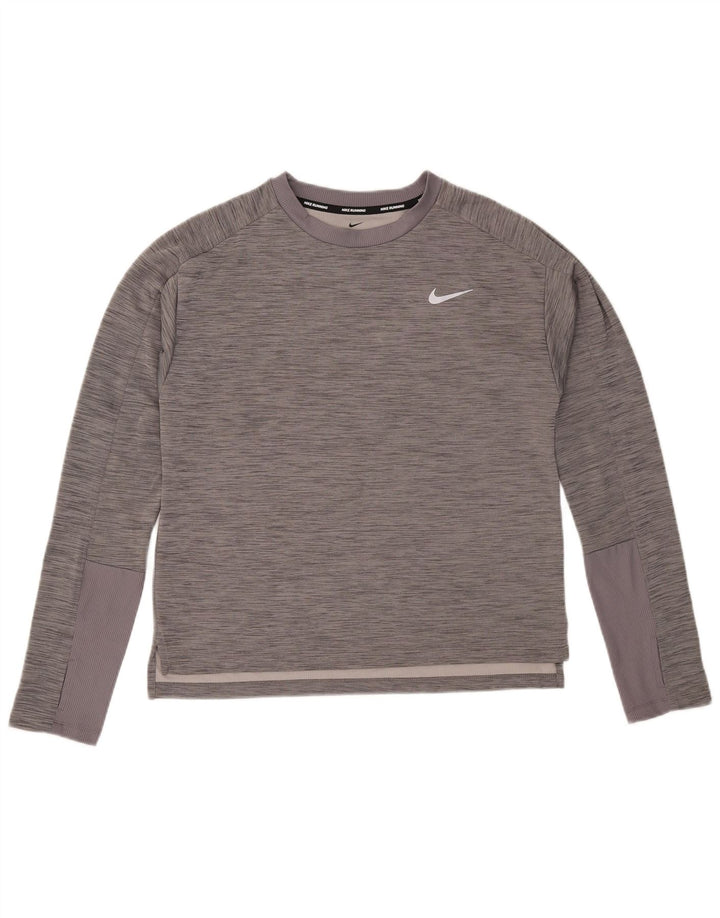 Top cu mânecă lungă Nike Dri Fit pentru bărbați, gri mediu pete