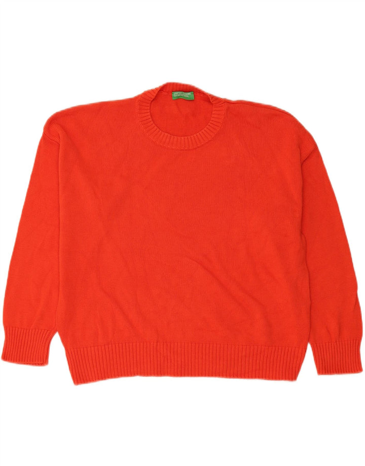 Pulover Benetton pentru femei, supradimensionat, cu gâtul turn, bumbac roșu mediu UK 14
