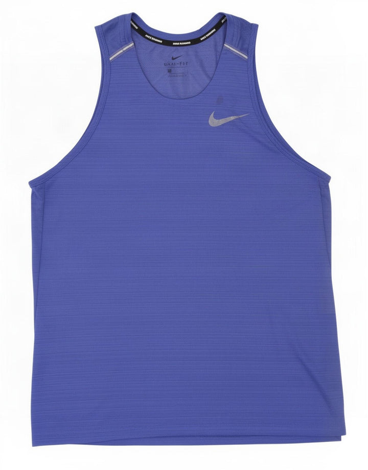 Vesta Nike Dri Fit pentru bărbați, mare, albastru, poliester cu dungi