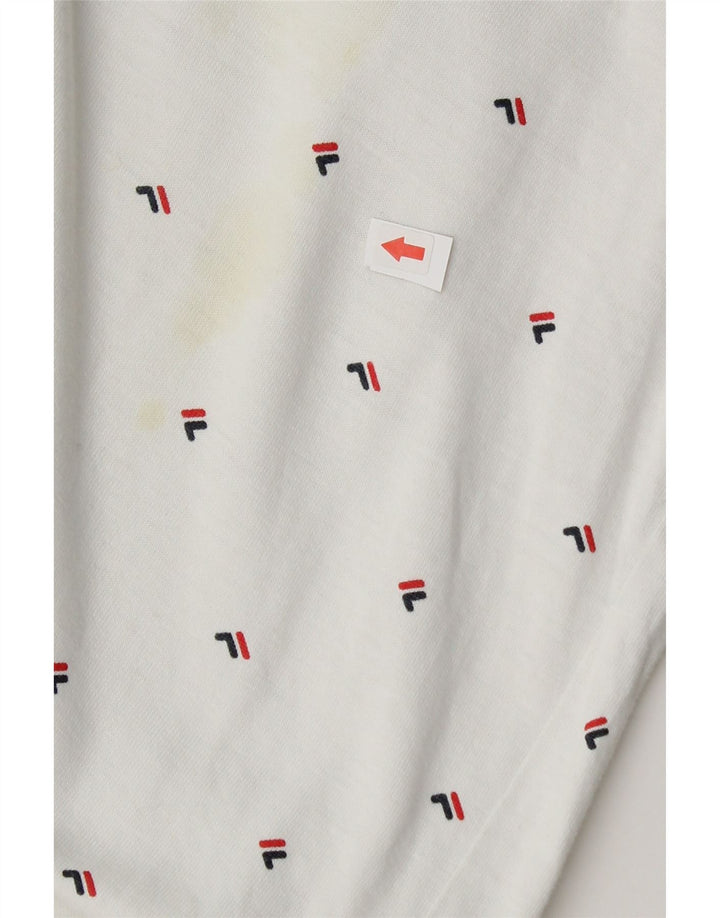 Tricou polo cu grafică Fila pentru bărbați, bumbac alb mic