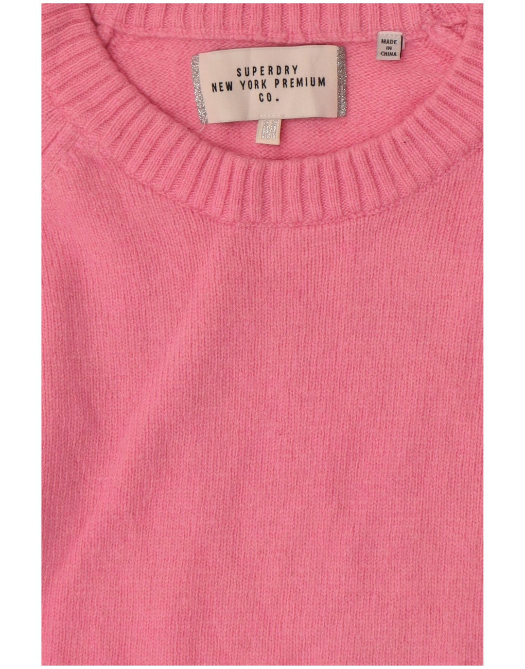 Pulover Superdry pentru femei cu decolteu rotund Roz mediu UK 14