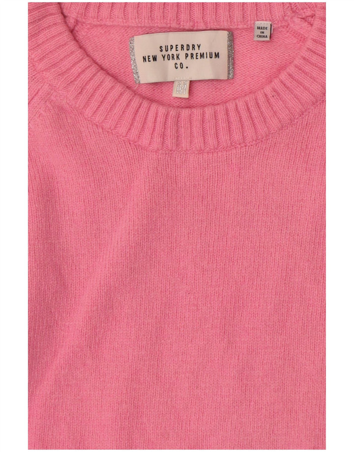 Pulover Superdry pentru femei cu decolteu rotund Roz mediu UK 14