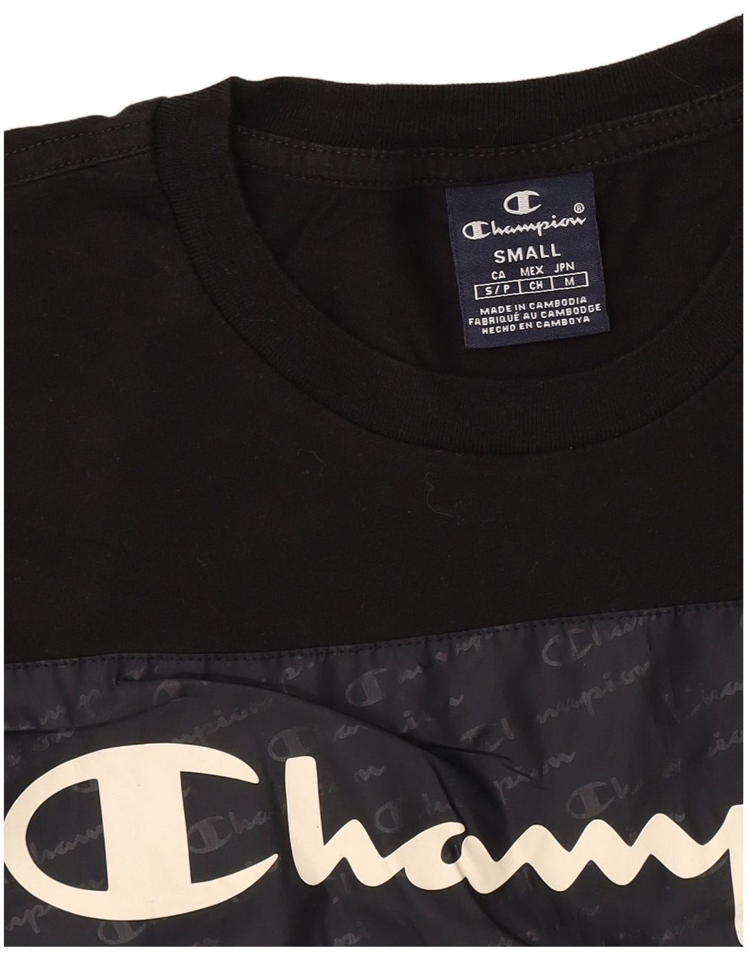 Tricou grafic pentru bărbați Champion Top mic negru colorblock