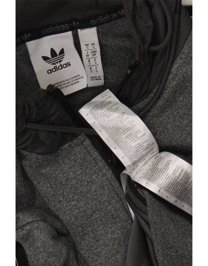 Pulover cu capotă cu fermoar grafic Adidas pentru bărbați, gri mic, poliester color bloc