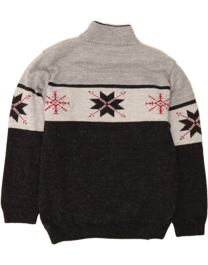 MARC KOSTNER Mens Turtle Neck Jumper Sweater Medium Grey Fair Isle Vintage Marc Kostner and Second-Hand Marc Kostner from Messina Hembry 