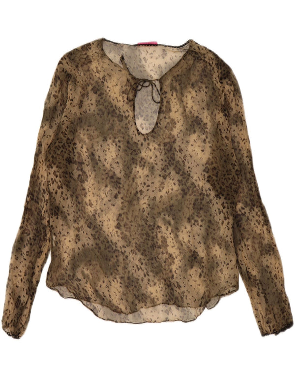 Mariella Burani Bluză de damă cu tăiere largi Top UK 10 Small Beige Animal Print