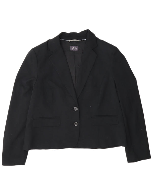 Jachetă Marks & Spencer pentru femei Crop cu 2 nasturi, UK 16, mare, neagră