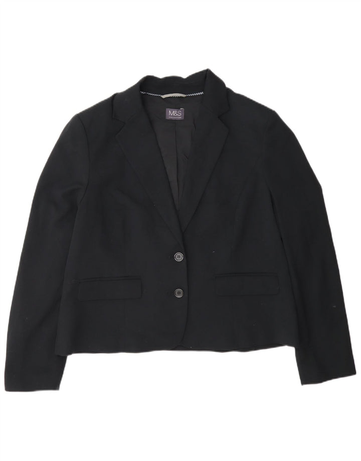 Jachetă Marks & Spencer pentru femei Crop cu 2 nasturi, UK 16, mare, neagră