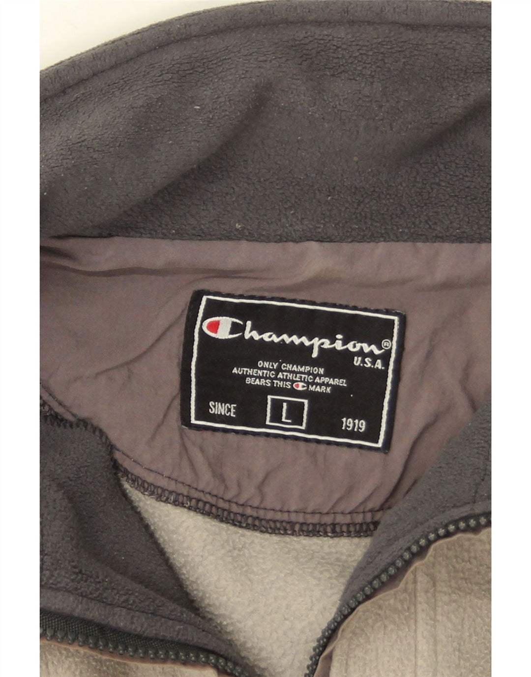 Pulover pentru bărbați Champion, cu fermoar și gât, fleece, mare, gri