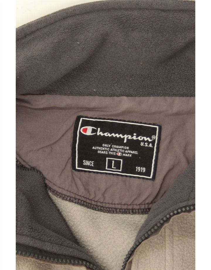Pulover pentru bărbați Champion, cu fermoar și gât, fleece, mare, gri
