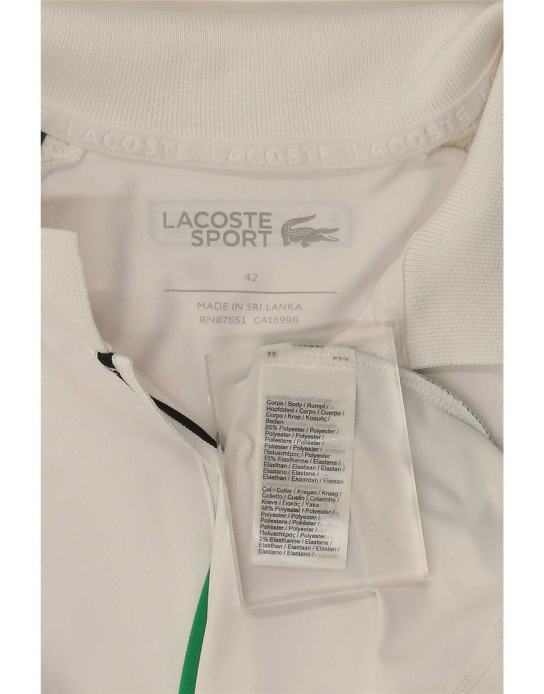 Tricou polo Lacoste pentru femei Mărimea 42, mare, alb, poliester color bloc