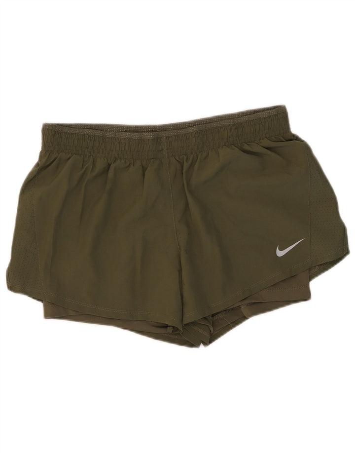 Pantaloni scurți sport Nike Dri Fit pentru femei UK 14, mari, kaki, poliester