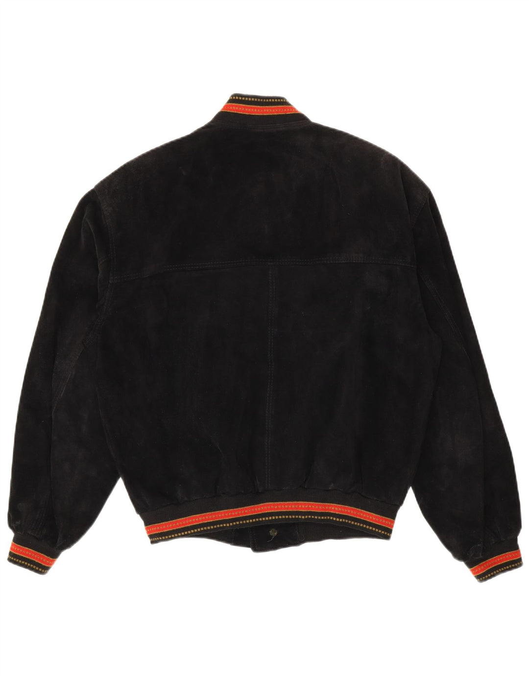 Bomber vintage pentru bărbați din piele intoarsa IT 48 Medium Negru cu dungi din piele