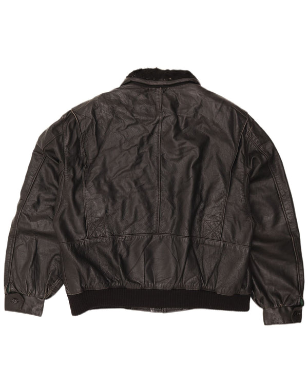 Jachetă din piele vintage pentru bărbați IT 56 3XL din piele neagră