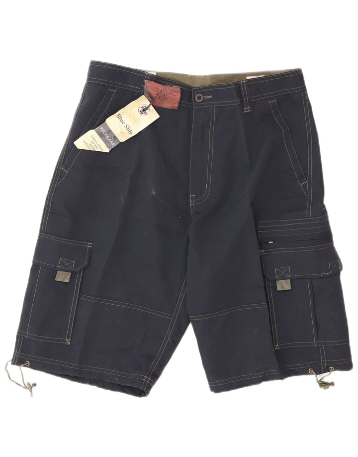 Pantaloni scurți cargo pentru bărbați Blue Side, mari W34, poliester bleumarin